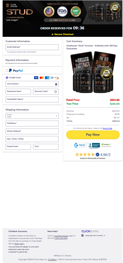 STUD order page